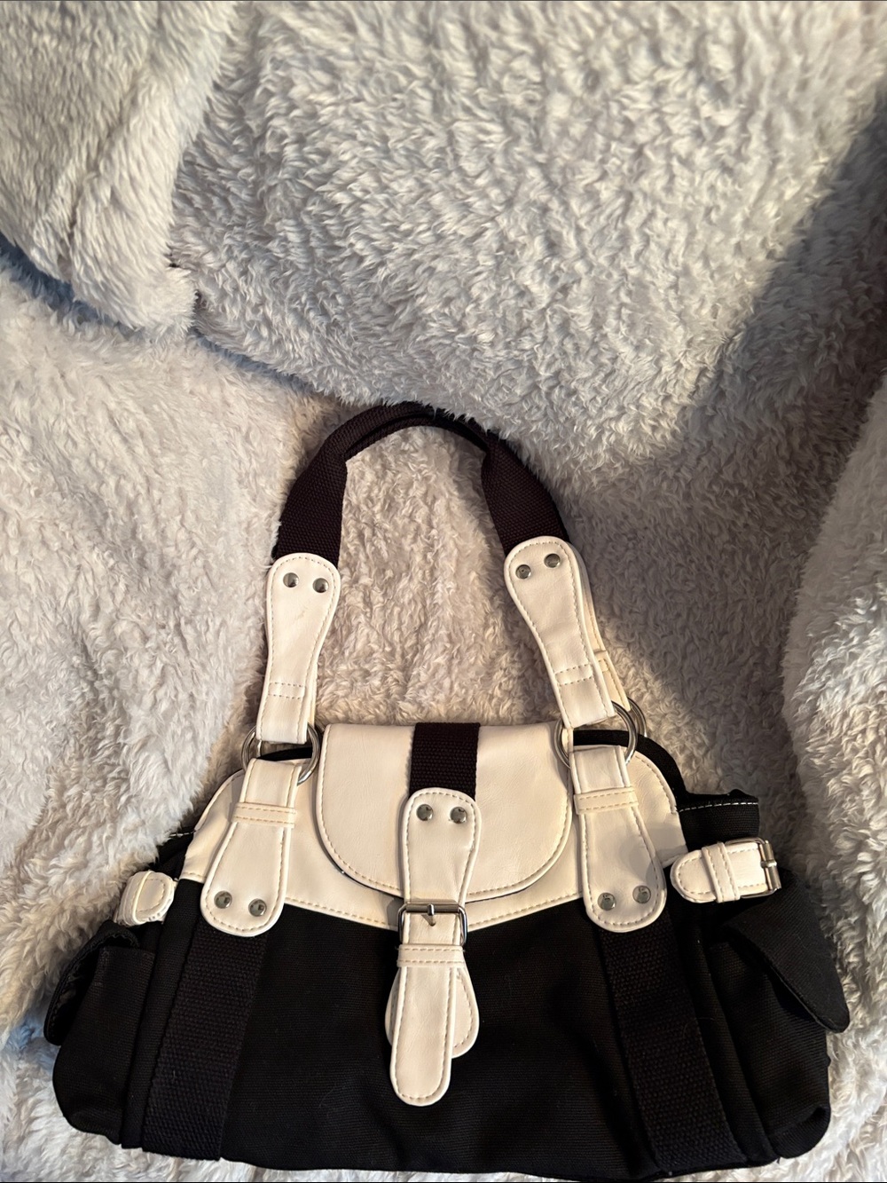 Classic Two-Tone Black and White Shoulder Bag